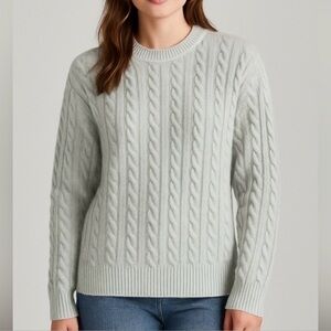 Hollister Light Gray Cable Knit Crewneck Sweater